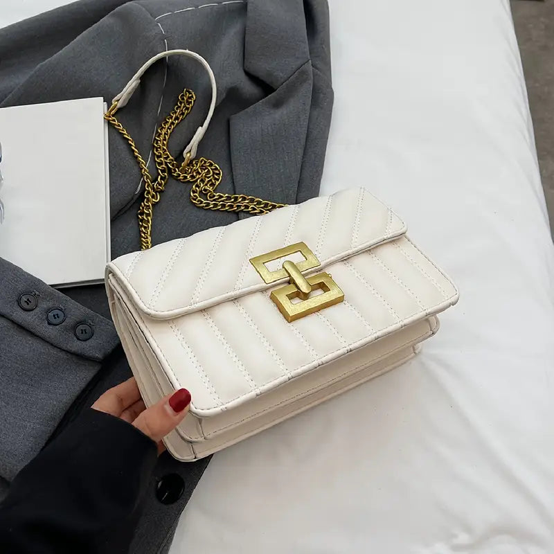 Minimalist Classic Crossbody Bag - Square PU Leather Flap Women’s Casual Handbag & Shoulder Bag