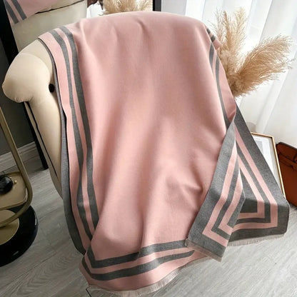 Color Block Jacquard Wrap – Stylish and Cozy Jacquard Woven Shawl for Women