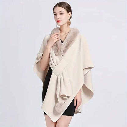 Faux Fur Collar Cape for Women