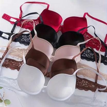 Elegant Solid Color Push-Up T-Shirt Bras with High-Support Underwire for Women - 3-Piece Set