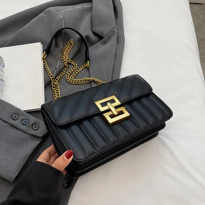 Minimalist Classic Crossbody Bag - Square PU Leather Flap Women’s Casual Handbag & Shoulder Bag