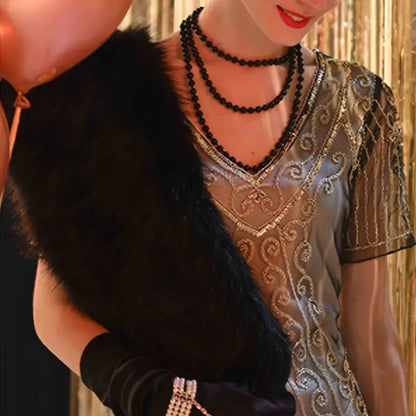 Faux Fur Flapper Shawl for Women