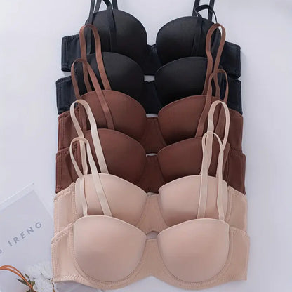 6-Pack Strapless Push-Up Bras - High-Support Underwire Lingerie with Non-Removable Padding for Women