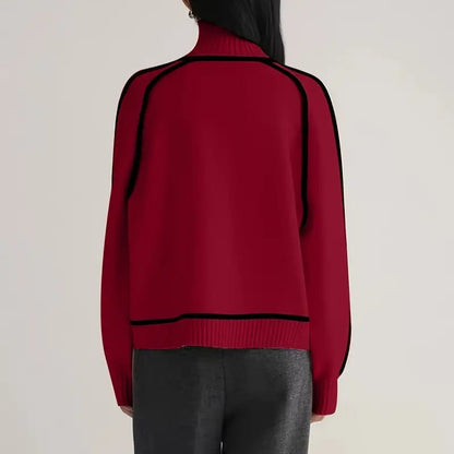 Color-Blocked Knit Sweater for Women - Stylish and Cozy Knitwear for Autumn and Winter
