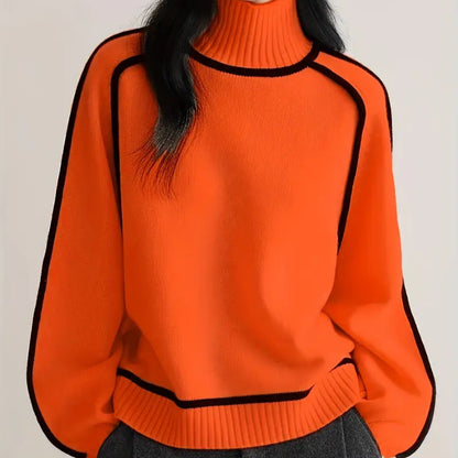 Color-Blocked Knit Sweater for Women - Stylish and Cozy Knitwear for Autumn and Winter