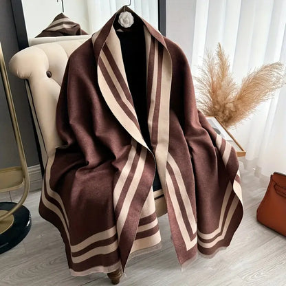 Color Block Jacquard Wrap – Stylish and Cozy Jacquard Woven Shawl for Women