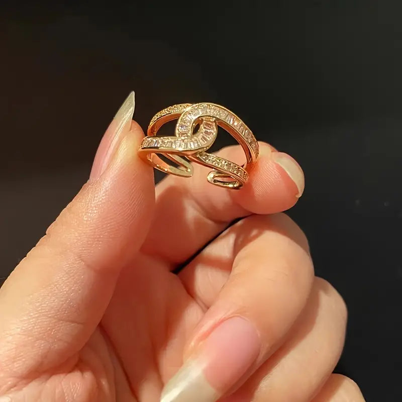 Sparkling X Cuff Ring for Women