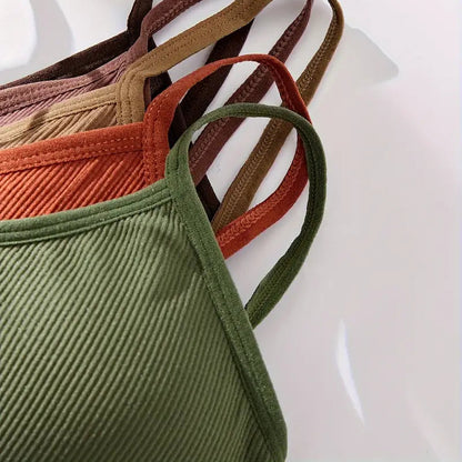 5 Sets Solid Ribbed Lingerie Set - Comfortable Women’s Cami Bra and Panties Collection