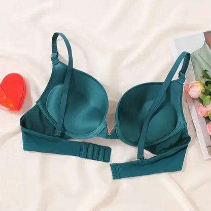 Elegant Solid Color Push-Up T-Shirt Bras with High-Support Underwire for Women - 3-Piece Set